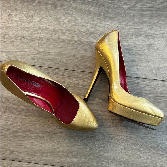 Cesare Paciotti Shoes - Cesare Paciotti Gold Platform Heels